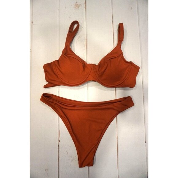 Zaful Other - Zaful Ribbed Burnt Orange Underwire Bikini Set – Size XL, NWOT